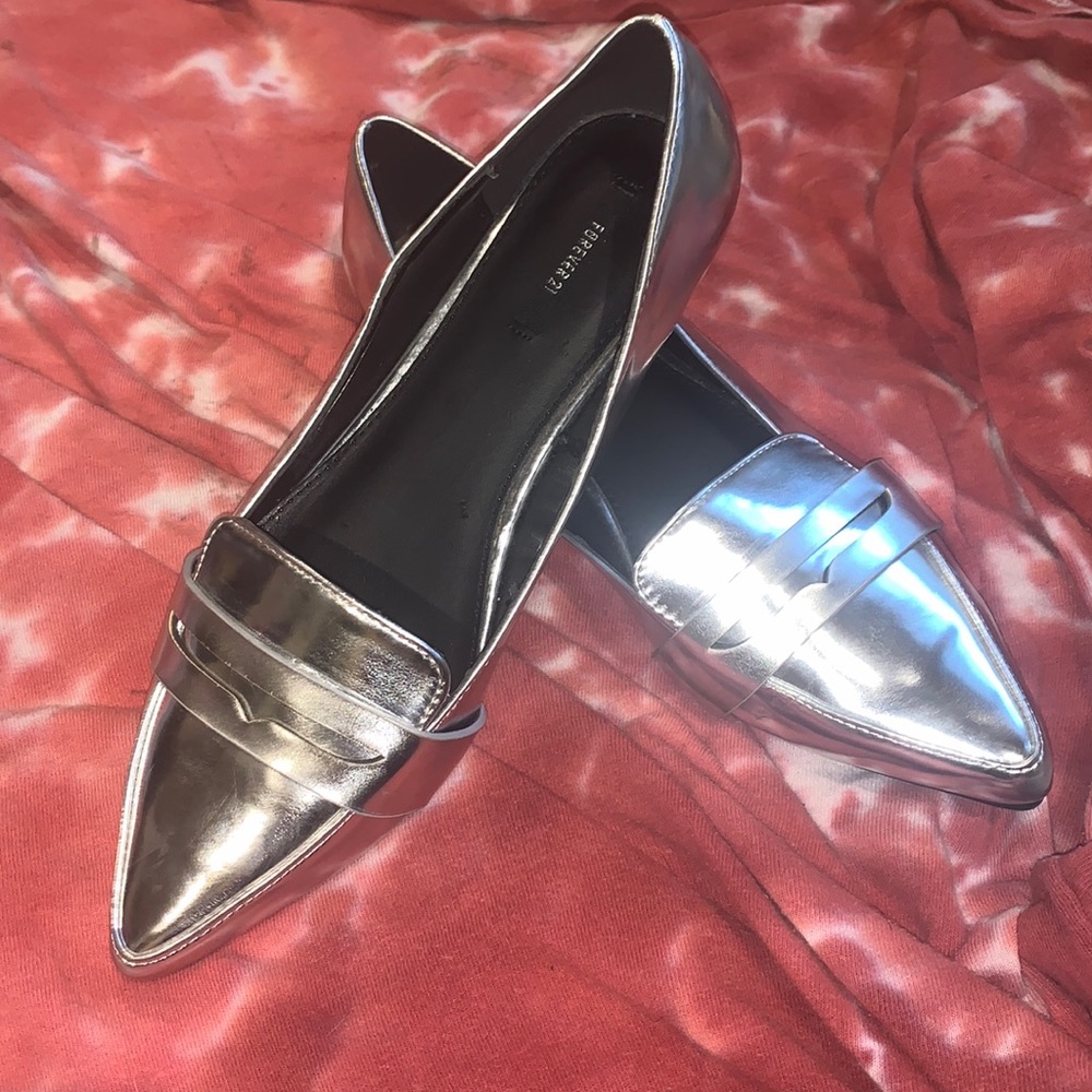 Forever 21 Silver Metallic Loafers